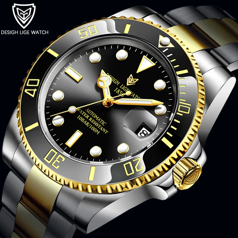 2022 New LIGE Men Watch Automatic Mechanical Clock Fashion Business Luminous Waterproof Watches For Men 316L Steel Reloj Hombre 1