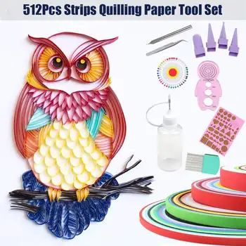 

512Pcs Strips Quilling Paper Tool Set Mixed Colorful Strips Paper Quilling Paper Craft Paper Art Tools Beautiful Event Party DIY