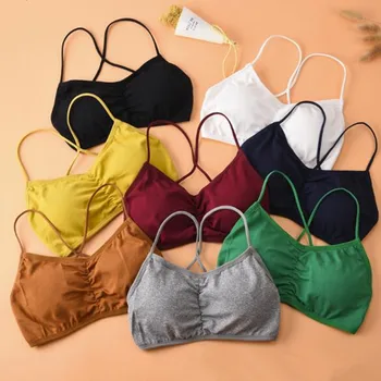

2020 Fashion Bralette Fitness Lace Thin Shoulder Strap Underwear Vest Tops Women Anti-light Shockproof Push Up Bra