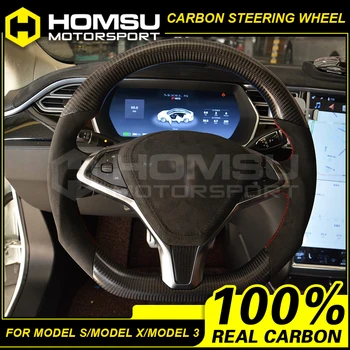 

Carbon fiber steering wheel for tesla s 2017 suv model 3 WYE 85W interior customized sports design luxury carbon steeering wheel