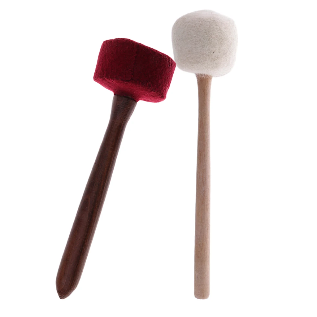  2pcs Handmade Felt Wood Handle Striker Mallet Tibetan for Singing Bowl Gong