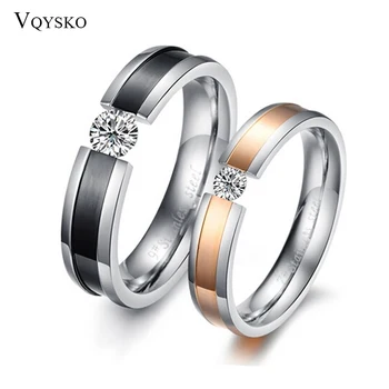

Wholesale Fashion Jewelry Titanium 316L Stainless Steel CZ Crystal Rhinestone Promise Couple Wedding Lovers Rings