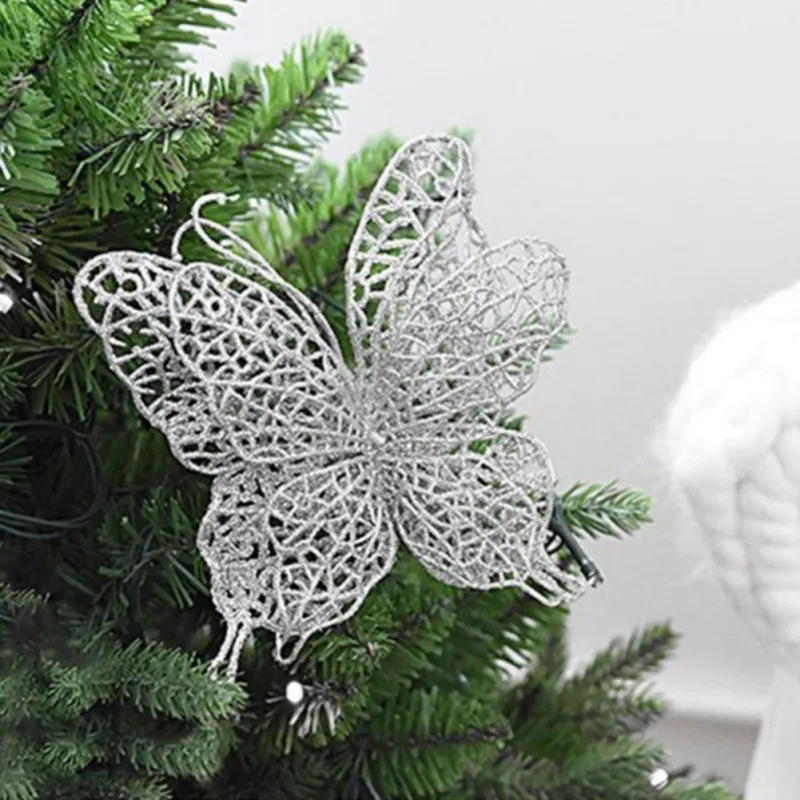Многоцветные двойные ажурные бабочки Рождественская елка кулон-венок рождественские украшения Аксессуары