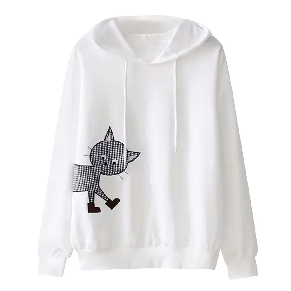 Коллекция 2019 года Осенние свитшоты с котами в стиле Харадзюку Kawaii Cat женские