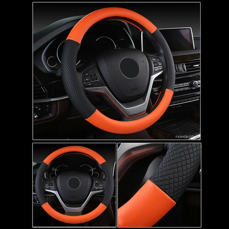 PU Leather Universal Car Steering-wheel Cover 38CM Car-styling Auto Steering Wheel Covers Anti-Slip Automotive Accessories