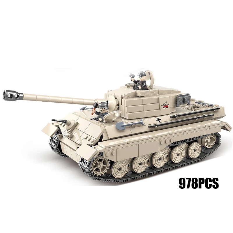 World war Panzer VIB Tiger 2 King Heavy Tank moc batisbricks строительный блок ww2 немецкие армейские фигурки