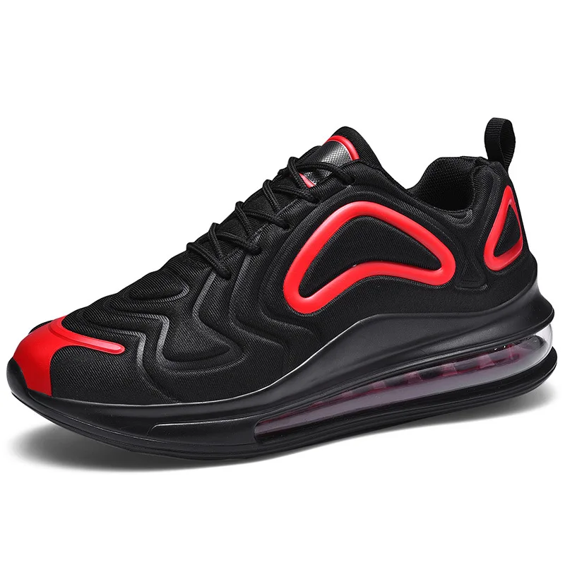 Мужская и женская спортивная Брендовая обувь для бега с воздушной подушкой, спортивные кроссовки, мужские удобные спортивные кроссовки, черные и белые беговые кроссовки - Цвет: Black red