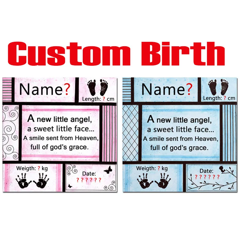 

HOMFUN Photo Custom Birth Diamond Painting 5D DIY Rhinestones Diamond Embroidery Baby’s Most Important Information Gift