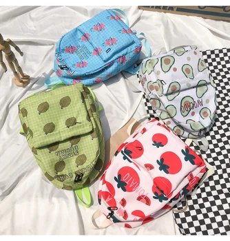 

Waterproof Women Backpack for Teenager,16 Inch Canvas School Bags,Avocado /tomato Printing Backpack Travel Bag