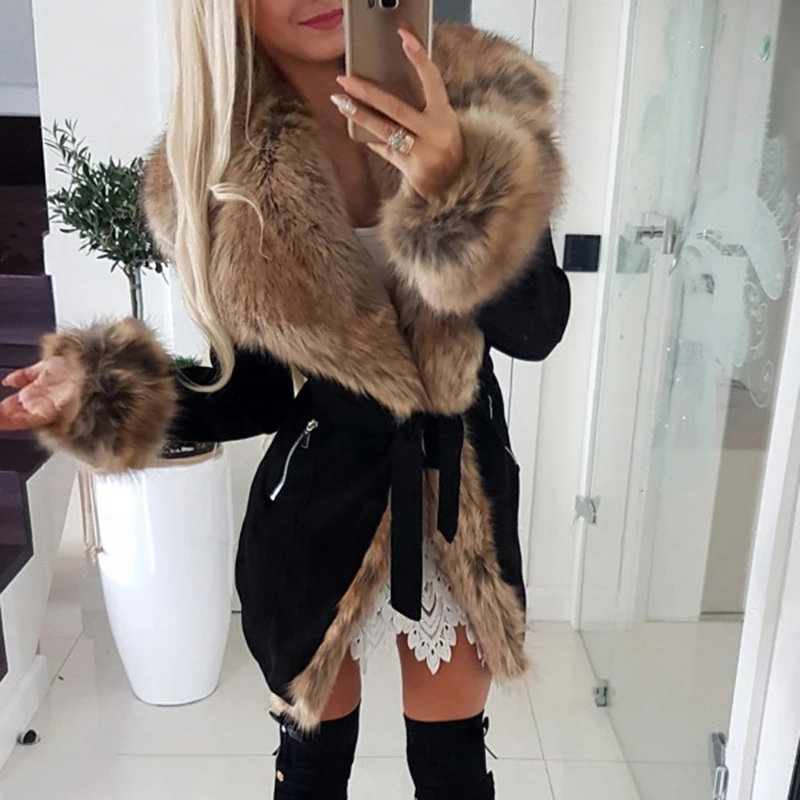 Женские зимние пальто с подкладом из искусственного меха капюшоном верхняя