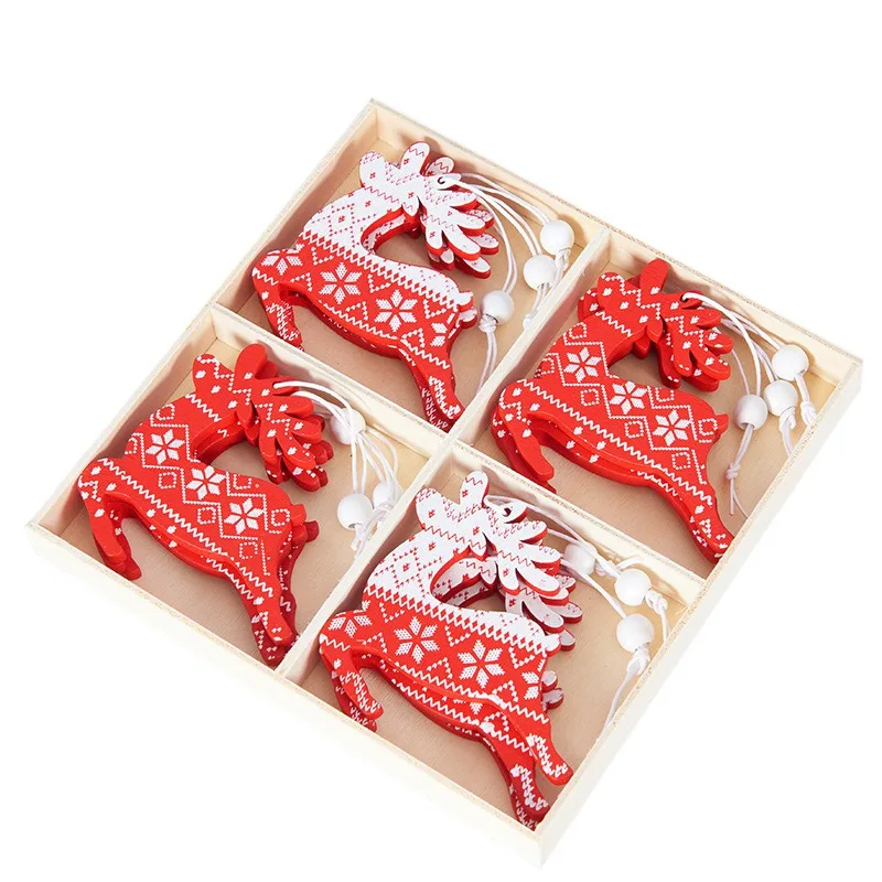 

12 PCS Wood Holiday Home Bar Shop Decor DIY Craft Pendants Hanging Drop Ornaments Christmas Decorations