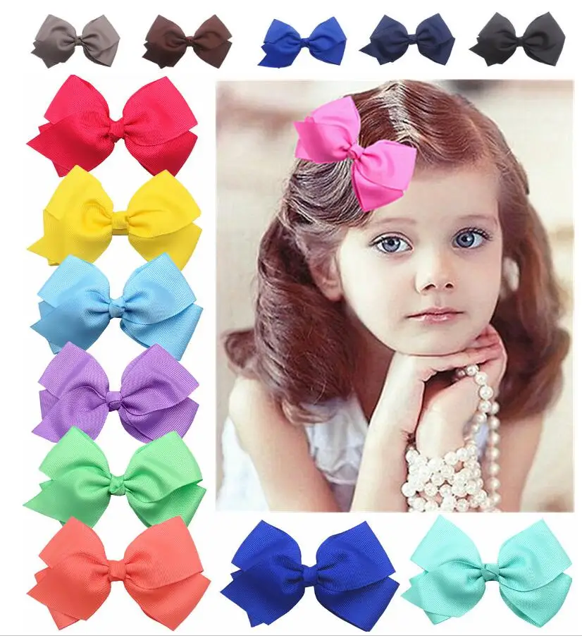 

40pcs/lot 4.5 Inches Sweet Candy Color Hair Bows With Clip Kids Girls Boutique Handmade Hair Clip Hairgrips Hair Accessories