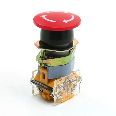 

Red Mushroom Emergency Stop NO NC Latching Pushbutton Switch 660VAC 10A