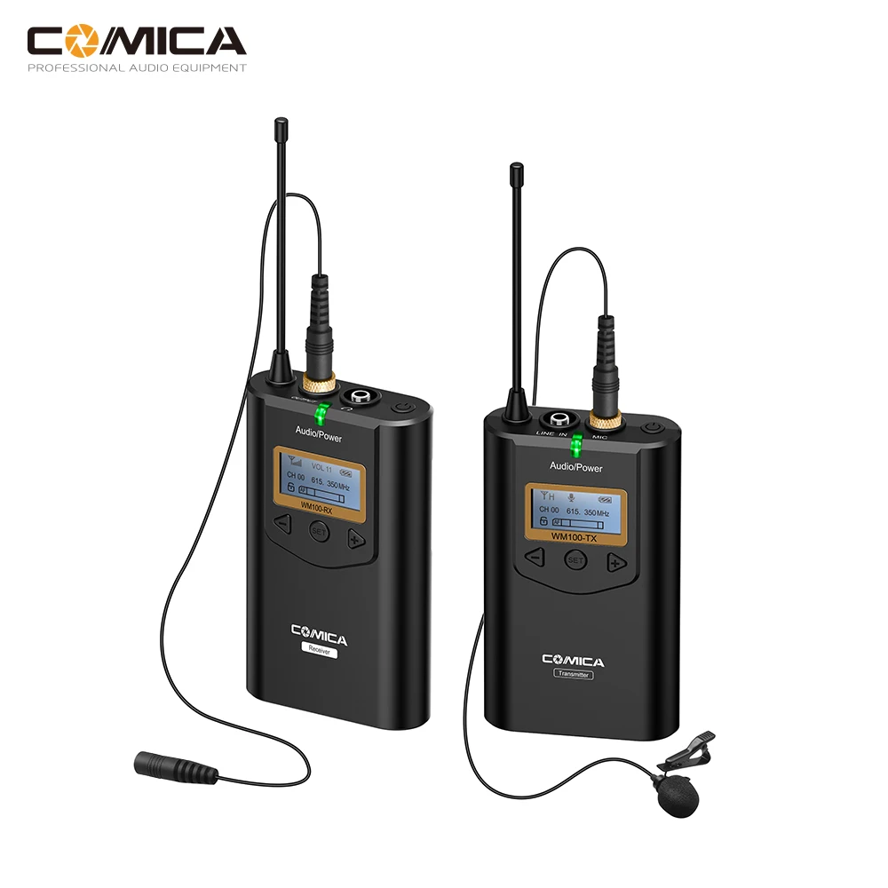 

COMICA CVM-WM100 Professional 48 Channels UHF Omni-directional Wireless Lavalier Microphone 100m Working Distance