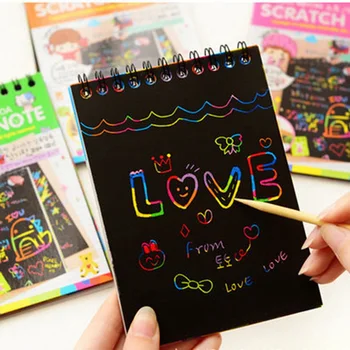 

1 Book Colorful Dazzle Scratch Note Sketchbook Paper Graffiti DIY Coils Drawing Book Children Drawing Book