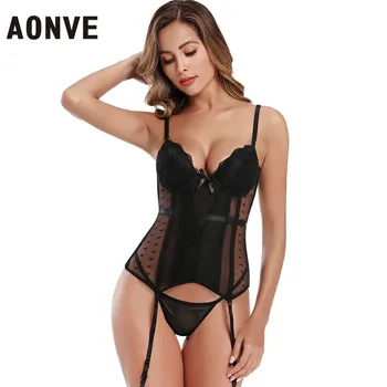 

AONVE Sexy Lingerie Corset Top Sexy Corset Women's Lingerie Corset For Slimming Lace Bra Women Black Wine Red Plus Size 6XL