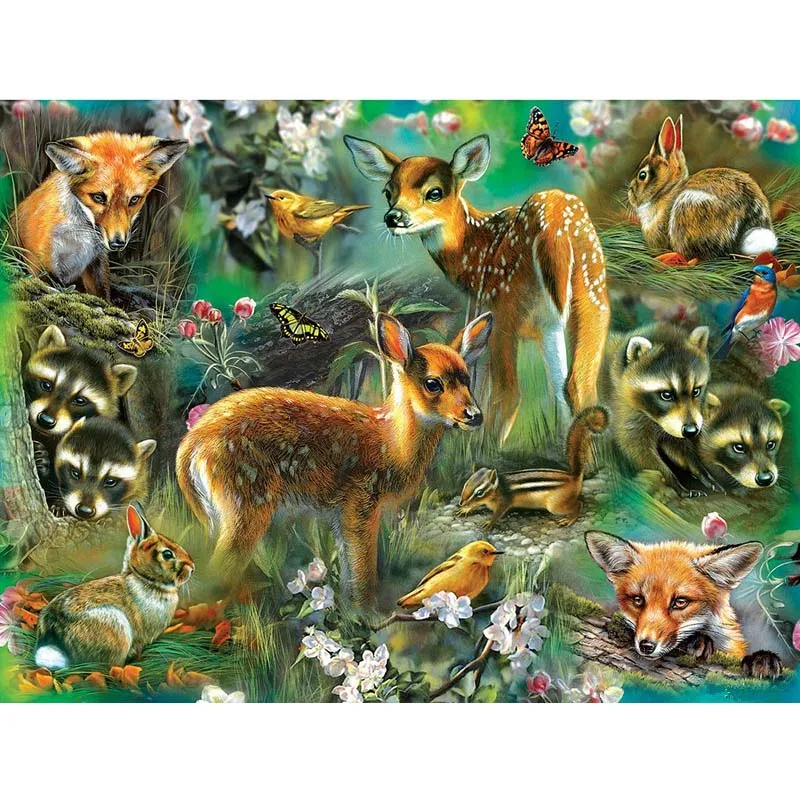 

DIY Diamond Painted Deer Needle 5D Fox Raccoon Animal Diamond Mosaic Round Diamond Embroidered Cartoon Pattern Water Diamond