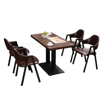 

Tea shop coffee brown a-shaped chair iron simple restaurant burger snack fast food barbecue restaurant dining table