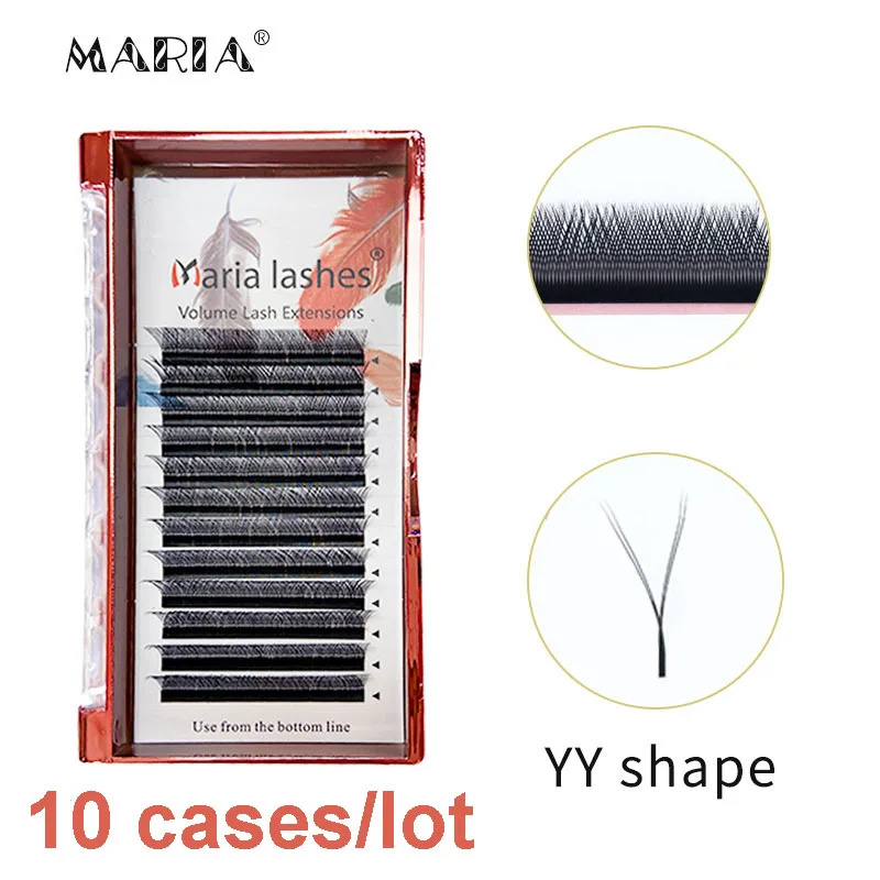 Maria Eyelashes Extension Makeup, Y Shape, YY Tipo V Lashes, Naturally Soft Mix Mink, Volume Fans, Beleza, 0,05 0,07 YY, 10 Casos