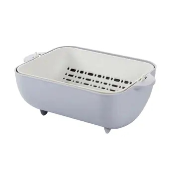 

1pc Kitchen Fruit Drain Basket Double Layers Rotary Fruit Container Vegetable Washing Baskets Kitchen Storage