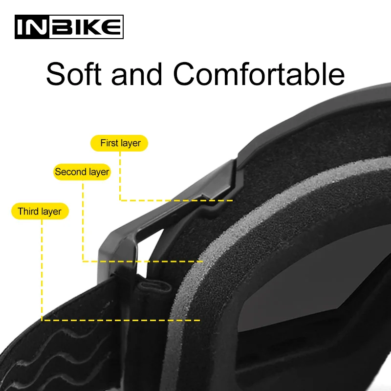 INBIKE, мотоциклетные очки, многофункциональные, ТПУ, защита от УФ-лучей, лыжные очки, ветрозащитные, защита от пыли, линзы, очки для мотоцикла