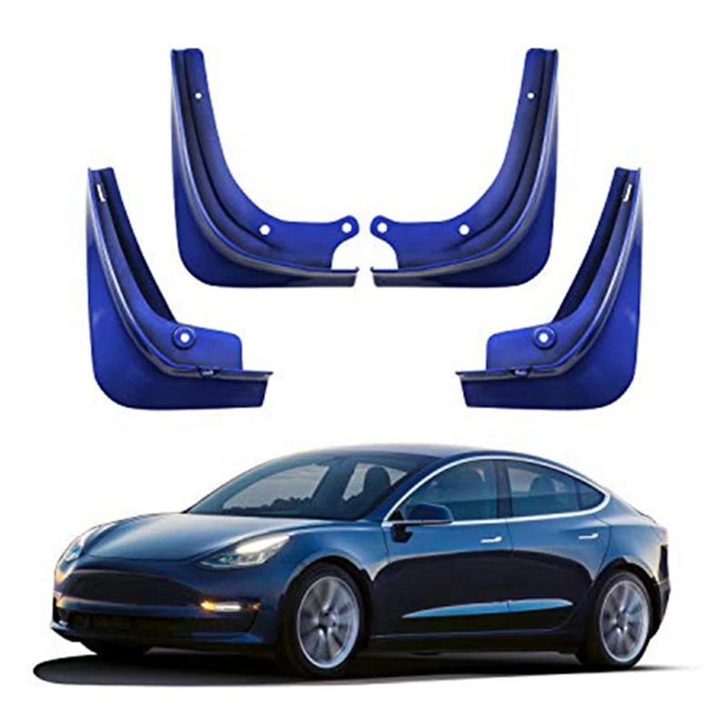 

Mud Flaps for Tesla Model 3 Splash Guards Mud Flap Fender Mudguards Pack Of 4 Painted Gloss Blue