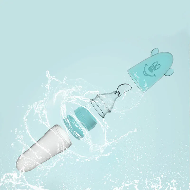 Newborn Baby Squeezing Feeding Bottle Silicone Training Rice Spoon Infant Cereal Food Supplement Feeder Rice Cereal Bottle Spoon