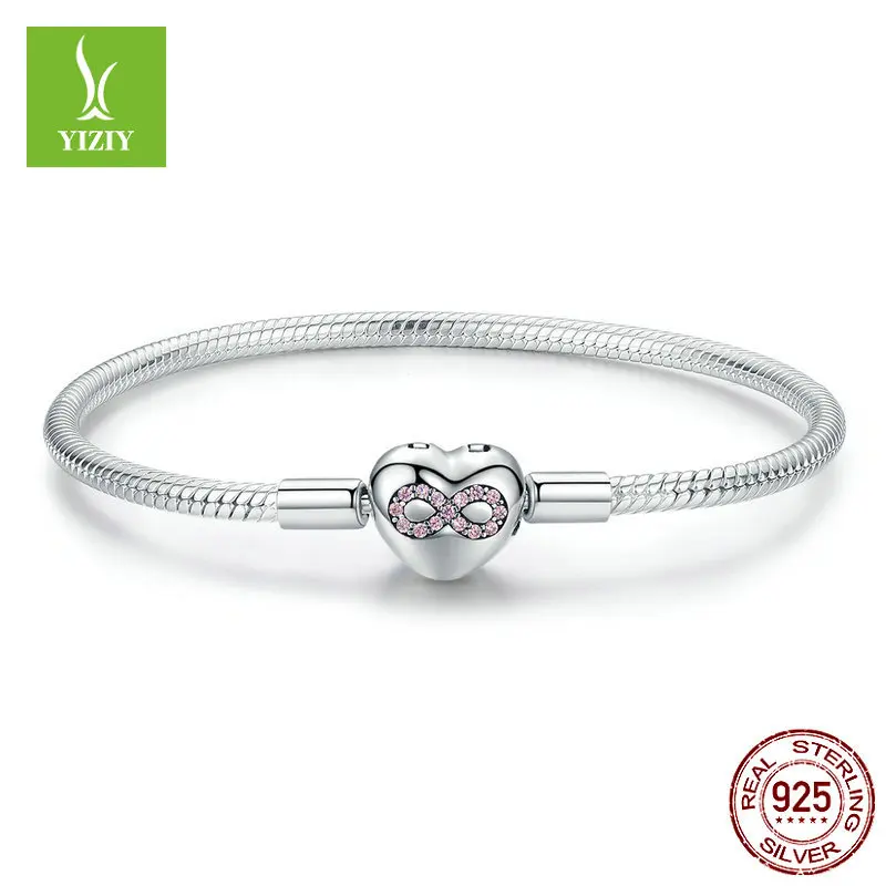 

Silver zi yun Origional heng yong Heart 925 Sterling Valentine's Day Series DIY Base Pendant Women's Silver Bracelet Scb142
