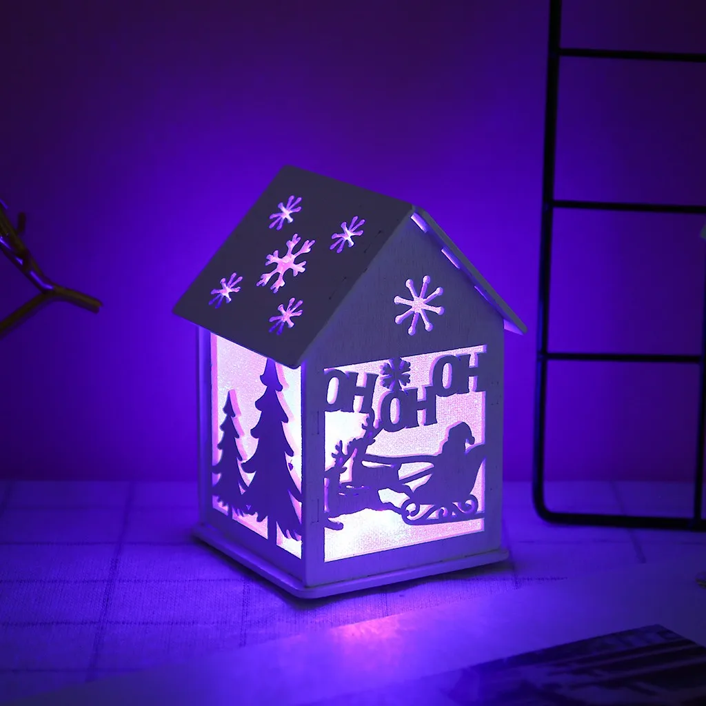 Маленький деревянный светодиодный домик освещенный каюта для вечерние свадебные украшения Рождественская игрушка Новогодние рождественские украшения для дома орнамент Navidad