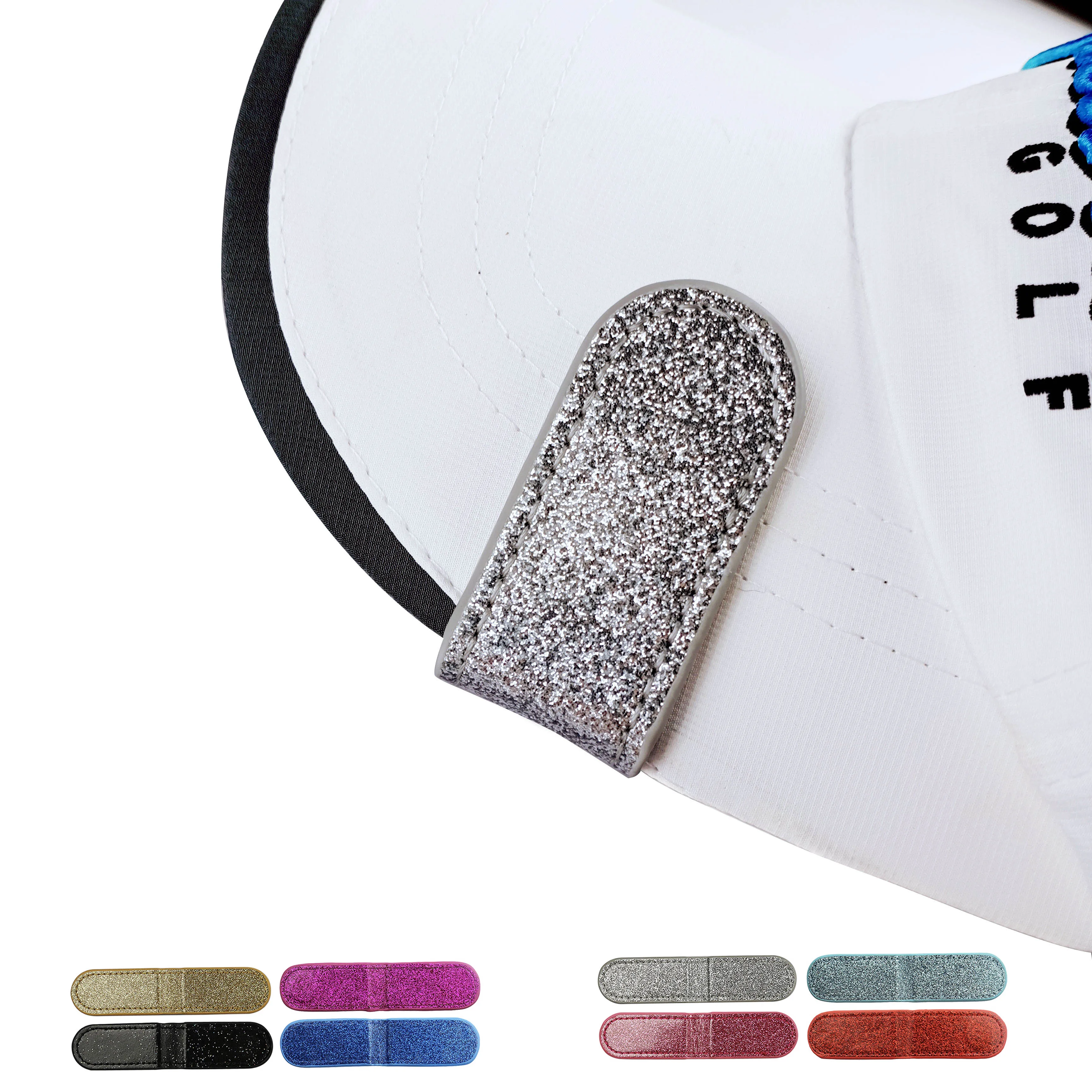

PINMEI Shinny PU Golf Hats Clips Sets Pack of 5 Golf Caps Clips Sets Golf Ball Mark Holder Golf Gifts for Friend Golfer