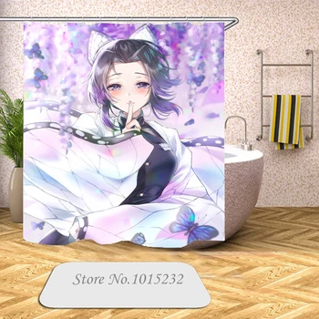 

Kimetsu no Yaiba 3D Print Demon Slayer Anime Shower Curtain Polyester Fabric Bathroom Curtain Waterproof Hook Bath Curtain 07