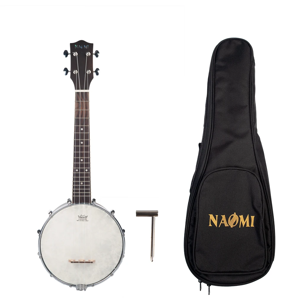 24 дюйма концерт банджо Banjolele миниатюрная гитара укулеле-4-String Винтаж-покрытием с сумкой ключ, дюймовый стандарт