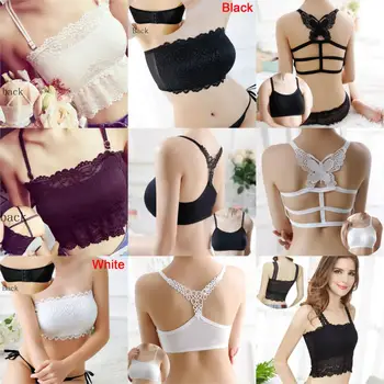 

Adjustable Black White Fashion Casual Women Lady Lace Strap Bras Tube Tops Chest Wrap Bandeau Underwear Shoulder Strap Crop Top