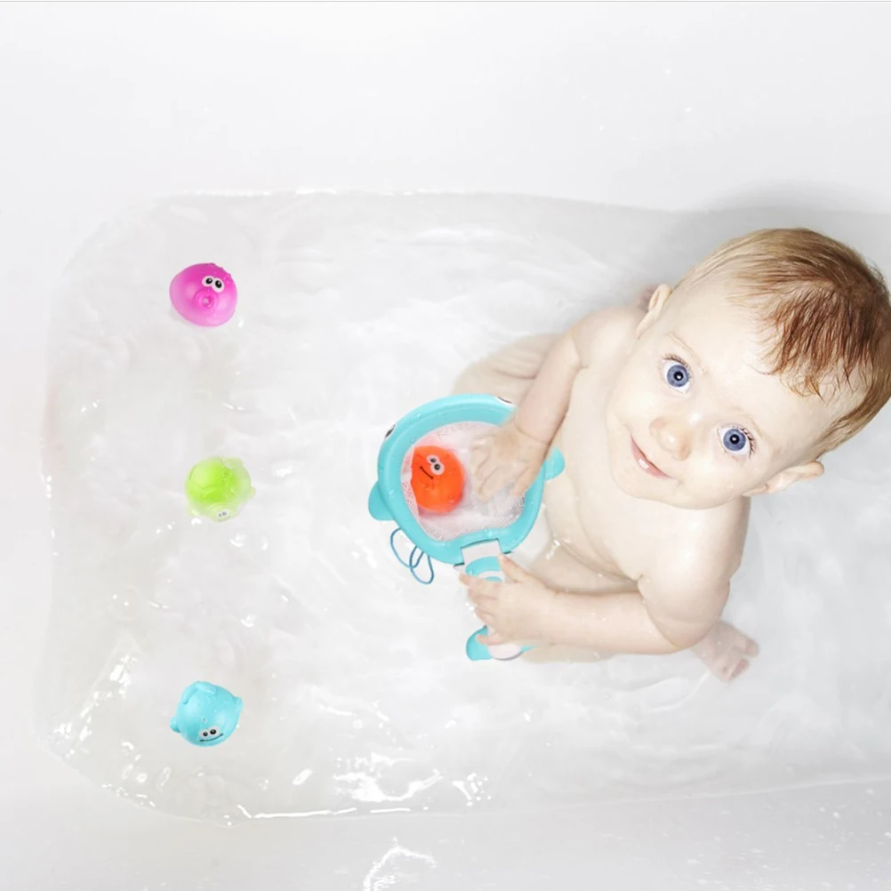 2 In 1 Children Bath Toys Ball Fishing Network Bag Pick Up Toy Kids Shooting Shower With Spoon Net Summer Play Water Bath Toy#30