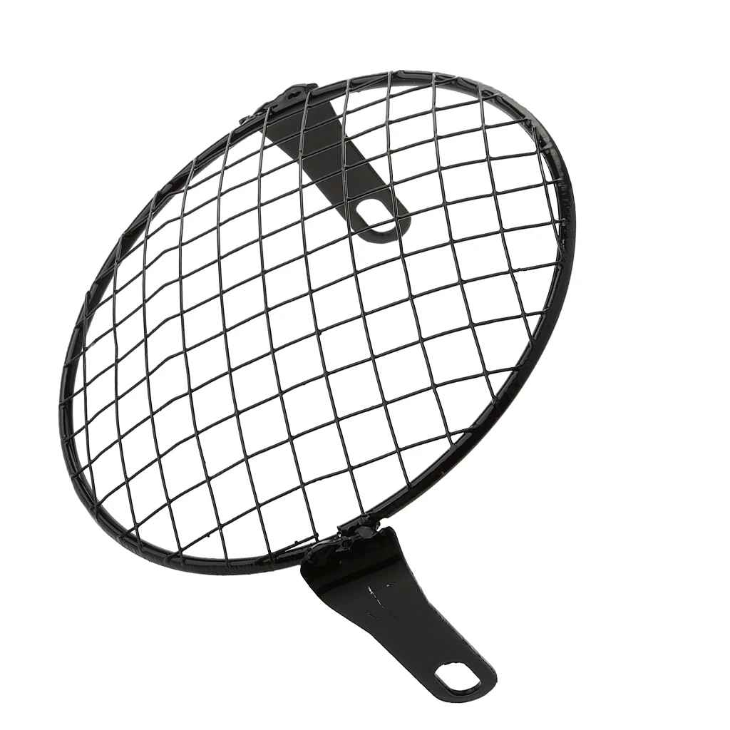 6.3 Inch Retro Motorcycle Grill Side Mount Headlight   Square Net Cover Mask
