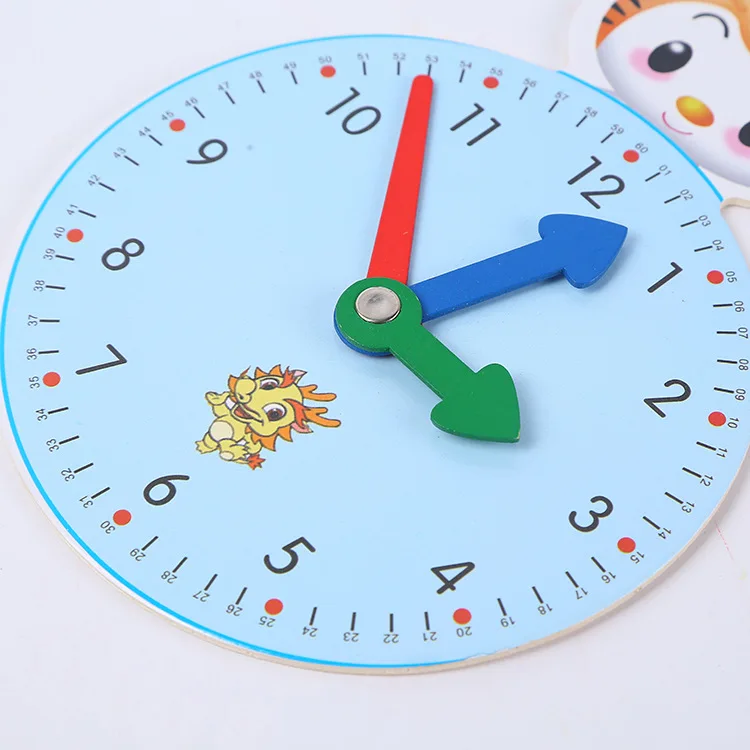

Huilong New Wooden Cartoon Clock Teaching Aid Stationery Early Education Geometric Cartoon Clock Alarm Clock Puzzle Toy