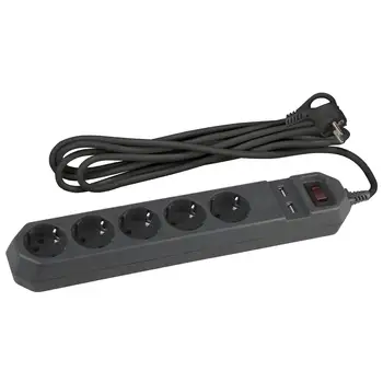 

Mains filter usf-5es-1. 5m-usb-b era (black) with ground, 3x0, 75mm2, with off, 5h + 2usb, 1.5m 5055945527001
