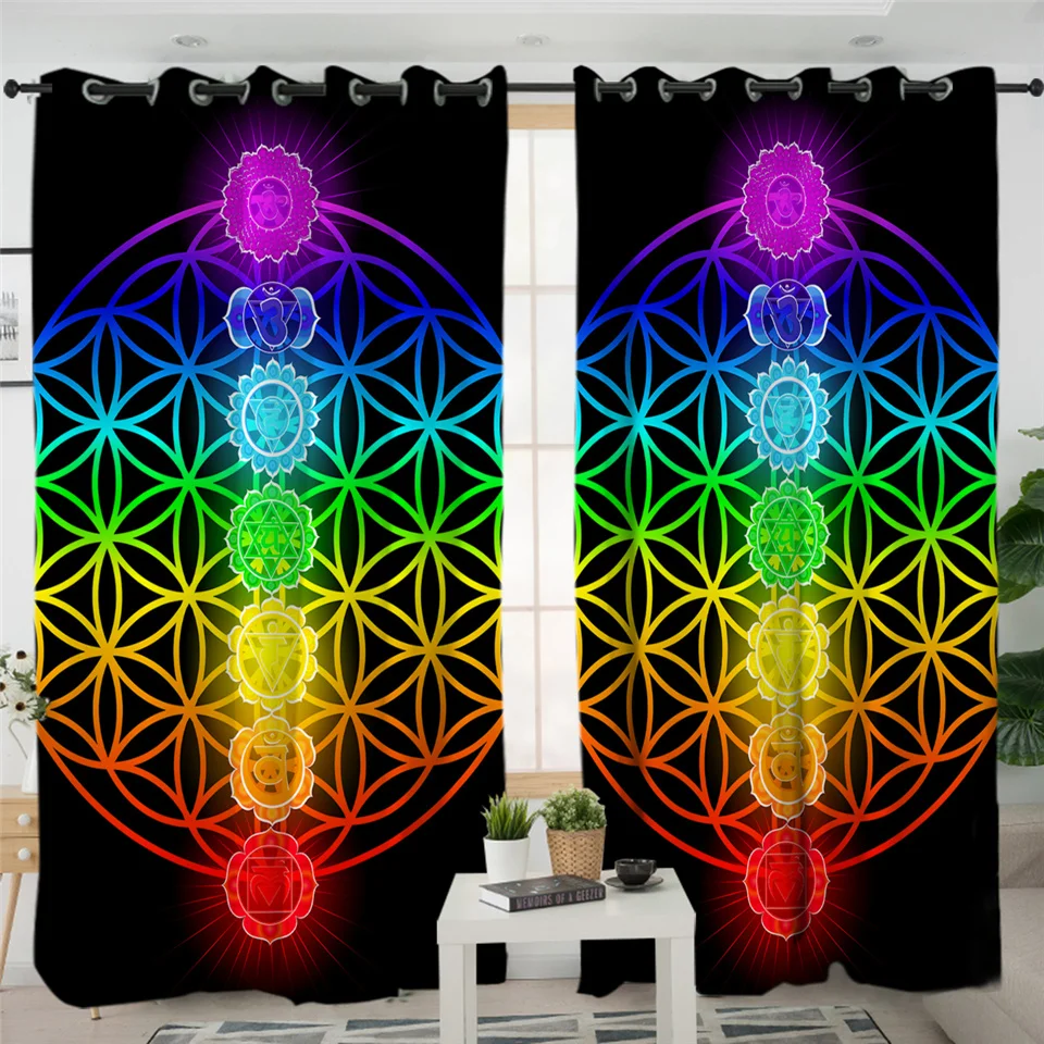 001 1 Piece Постельные принадлежности Outlet Chakra оконные занавески s Zen тема затемненные занавески красочные занавески для спальни цветок жизни занавески s для спальни 1 шт - Цвет: 001 1 Piece