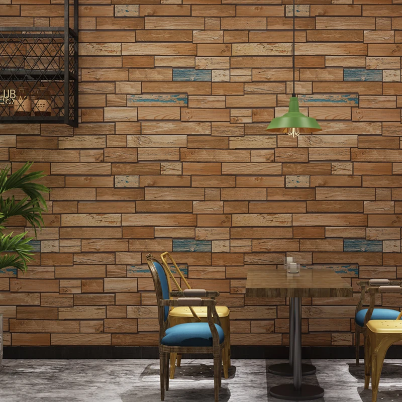 

Vintage Grey Yellow Brick Wall Papers 3 D Shop Decor Wateroproof PVC Wallpaper Roll for Bar Restaurant Walls papel de parede