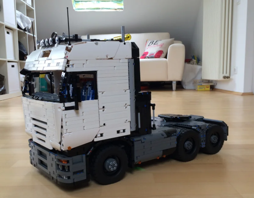 LEGOINS строительный блок Технология Tracer красный грузовик трактор с прицепом MOC 2475