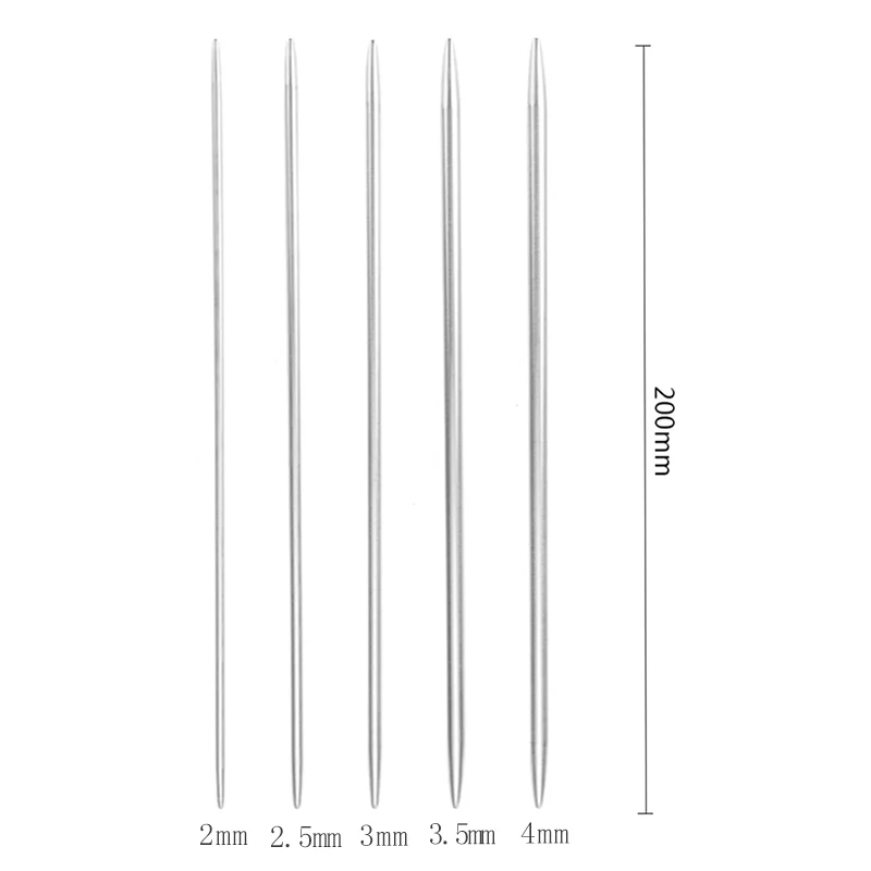 20 шт., прямые спицы из нержавеющей стали, двойные заостренные крючки для вязания, набор спиц, инструменты для вязания своими руками