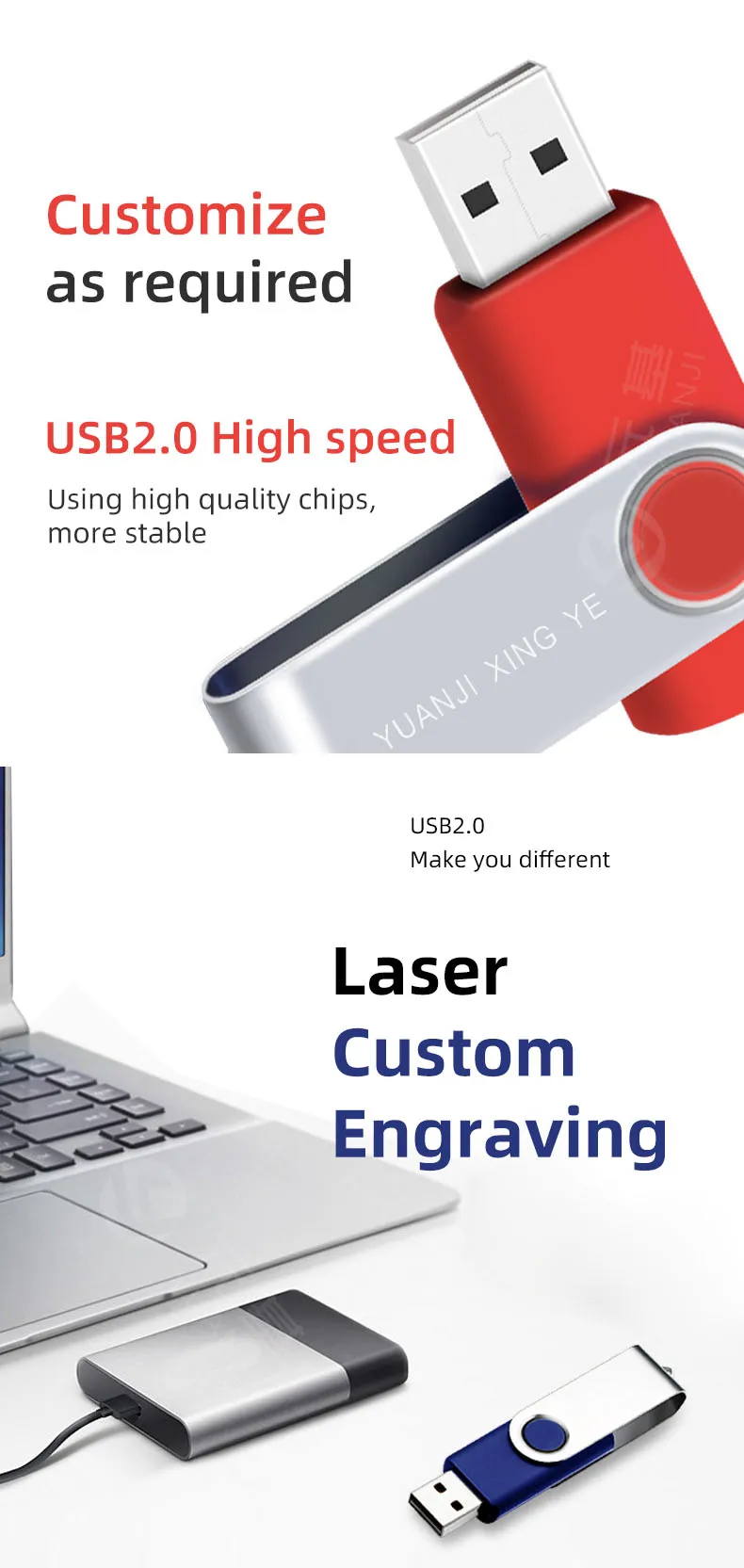 Usb флэш-накопитель пользовательский дизайн логотипа с упаковочной коробкой