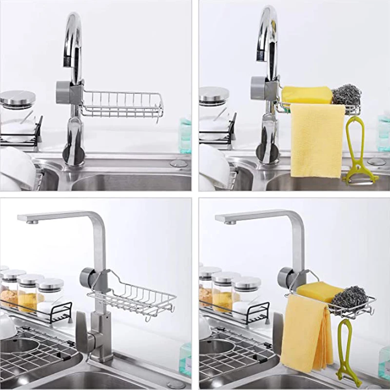 Kitchen Sink Caddy Sponge Holder  Soap Sponge Drain Rack Faucet - Kitchen  Caddy - Aliexpress