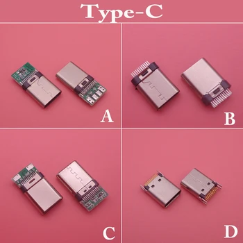 

20PCS/LOT For Android DIY OTG USB-3.1 Welding Male jack Plug USB 3.1 Type C Connector with PCB Board Plugs Data Line Terminals