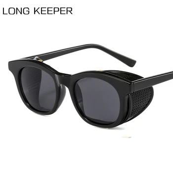 

Vintage Steampunk Sunglasses Men Women Side Shield Sun Glasses Brand Designer Retro Round PC Eyeglasses UV400 Oculos de sol