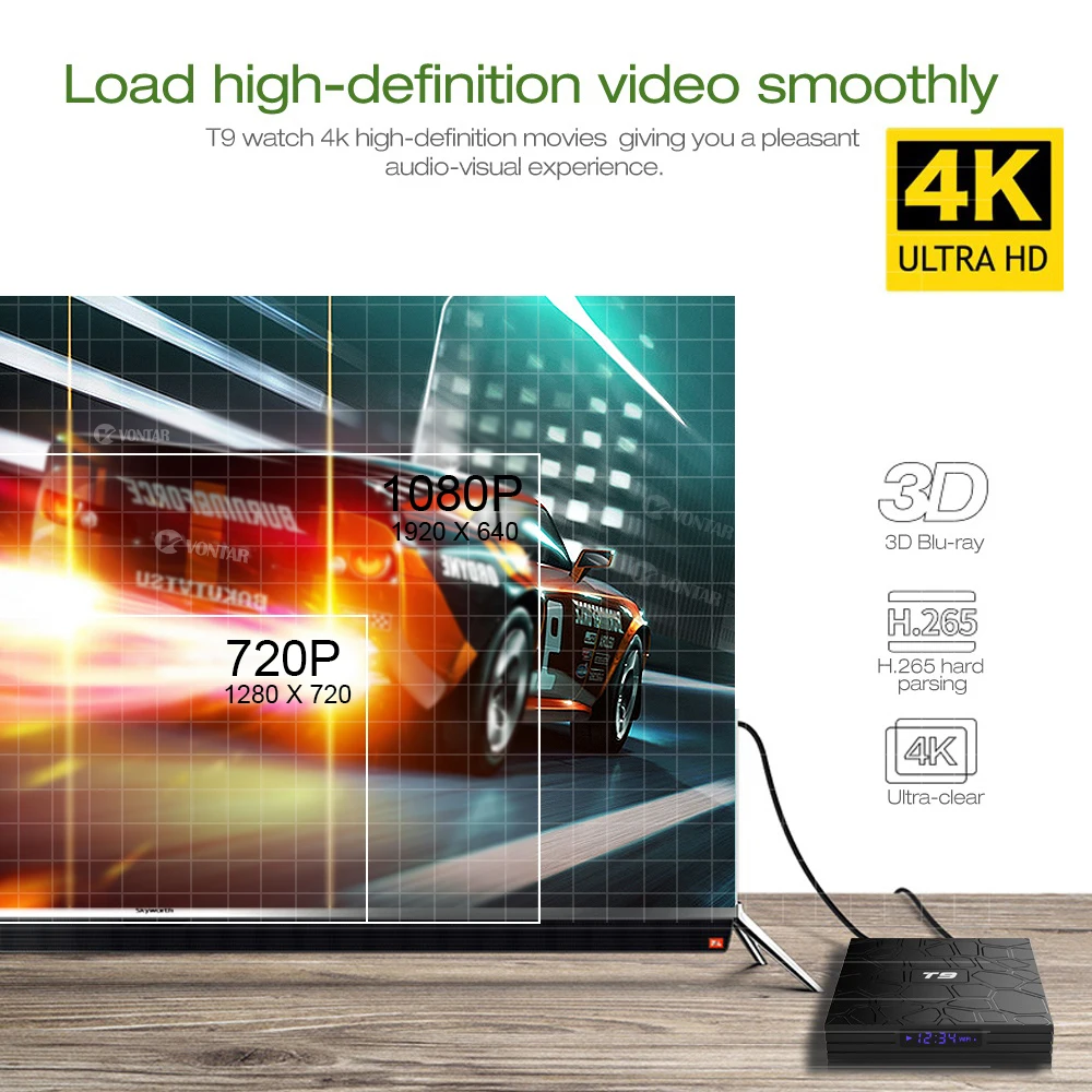  VONTAR T9 Android TV Box Android 9.0 4GB 32GB 64GB Smart TV Rockchip 1080P H.265 4K GooglePlay 2GB 