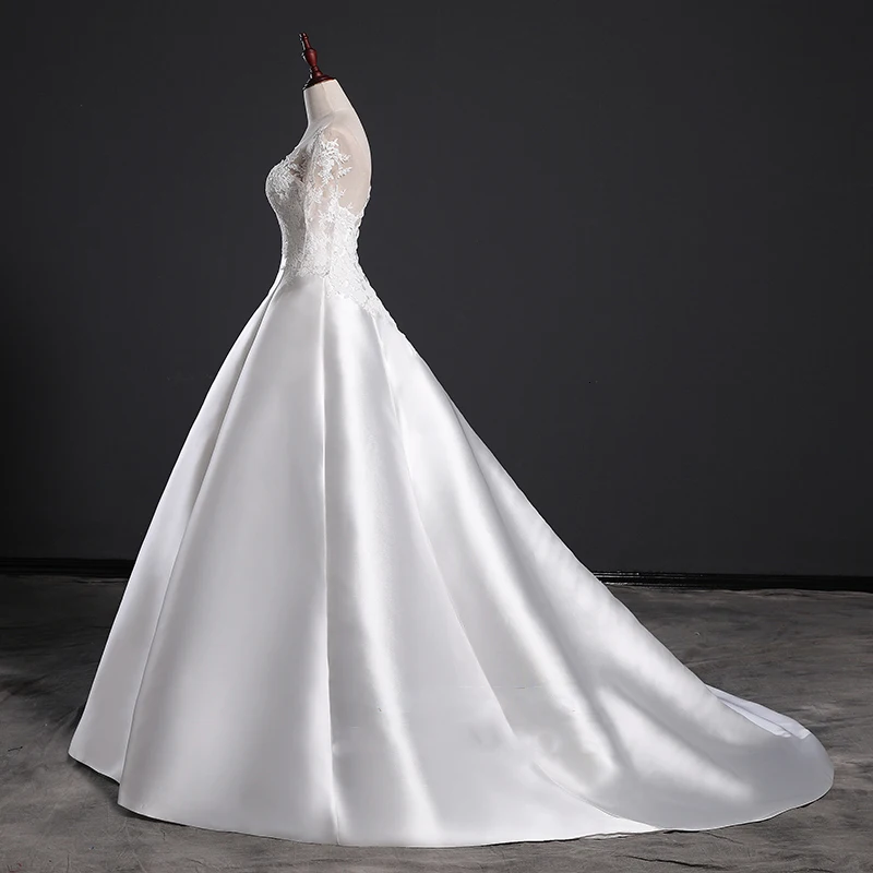 Vivian's Bridal винтажное атласное кружевное свадебное платье с аппликацией с полурукавом и вырезом на спине, кружевное свадебное платье