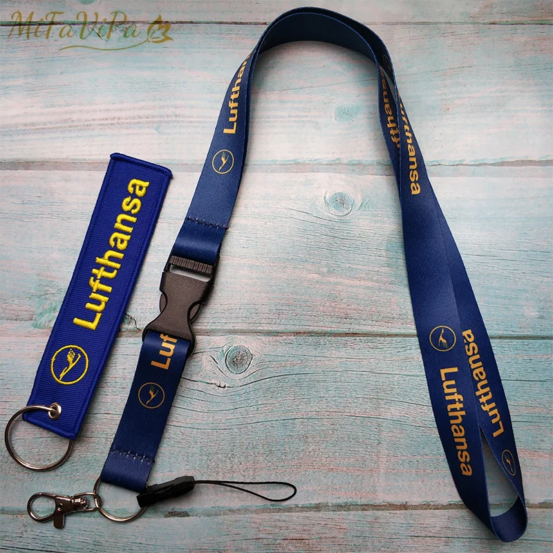 

2 PCS Lufthansa Porte-clefs Keychains Blue Neck Strap Sleutelhanger Key Chain Flight Crew Llavero Lanyard for ID Card Chaveiro