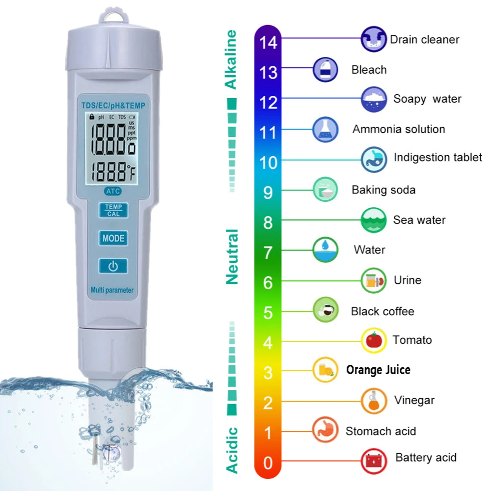 4 in 1 Funzione PH TDS EC Temp Tester della qualità dellAcqua Digitale Penna di Prova del misuratore del Monitor zhuolong Tester della qualità dellAcqua 4 in 1 Funzione PH TDS EC Temp Tester della qualità dellAcqua Digitale Penna di Prova del misuratore del Monitor zhuolong Tester della qualità dellAcqua