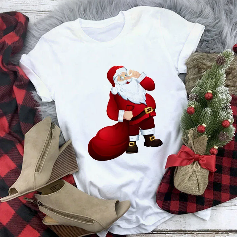 WVIOCE, новые женские футболки, футболка с Рождеством, женская модная Милая футболка с графическим рисунком, Женская забавная футболка с рождественским рисунком, одежда